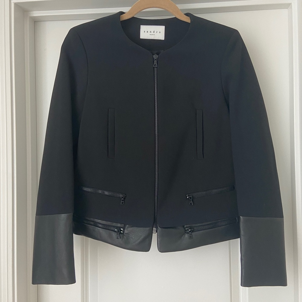 Sandro Jacket - black with leather trims